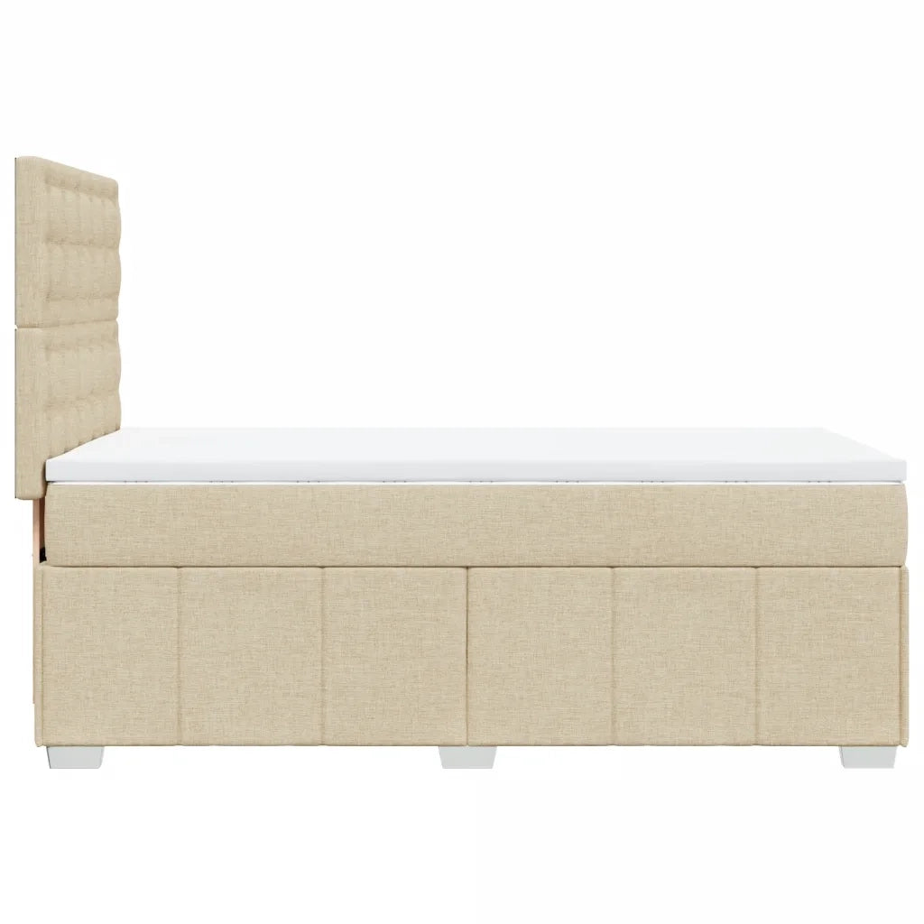 Letto singolo | Letto per adulti | Giroletto a Molle con Materasso Crema 100x200 cm in Tessuto
