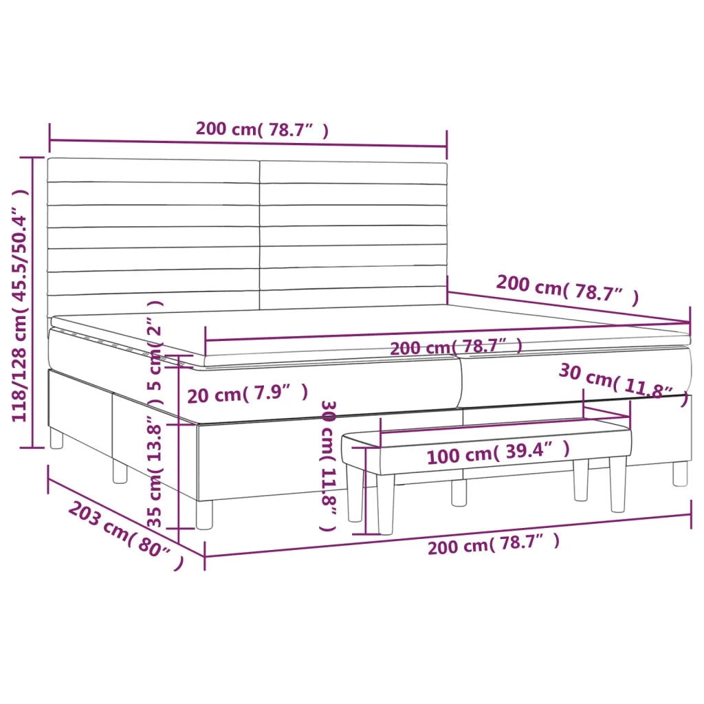 Giroletto a Molle con Materasso Marrone Scuro 200x200cm Tessuto 3136704