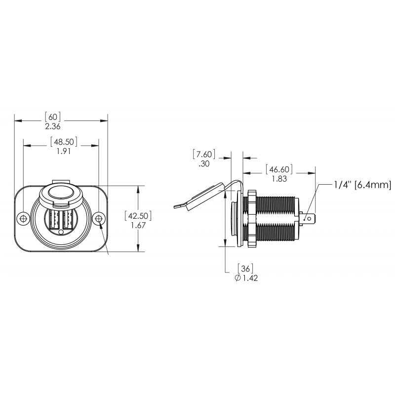 DOPPIA PRESA USB 12V. NERA