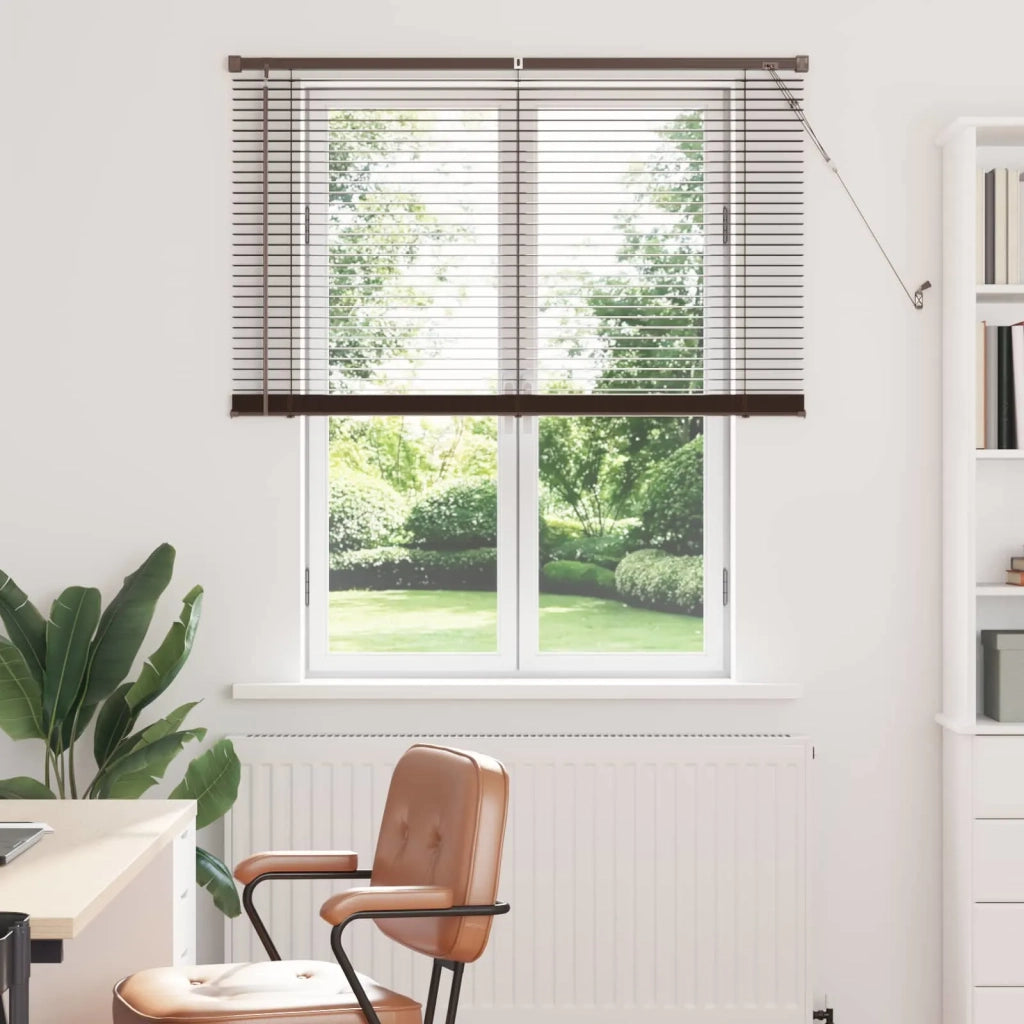 Tenda Veneziana | Tenda a lamelle Marrone Scuro con Motivo 150 x 110 cm 25 mm PVC