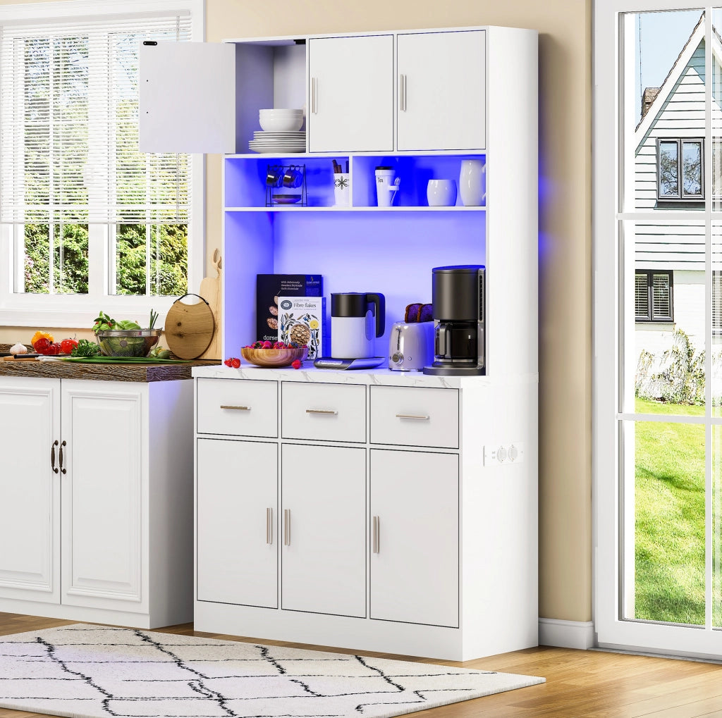 Mobile da cucina 100x40x180 cm bianco MDF, LED con prese USB