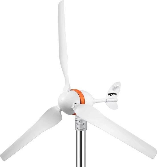 Generatore di Energia Eolica - 12V - 24A - 900Giri al Minuto - 400W - 3 Pale di Acciaio - Bianco