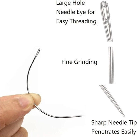 Set di aghi curvi per deodoranti in pelle per tessuto di canapa per materiali spessi (18 pezzi)