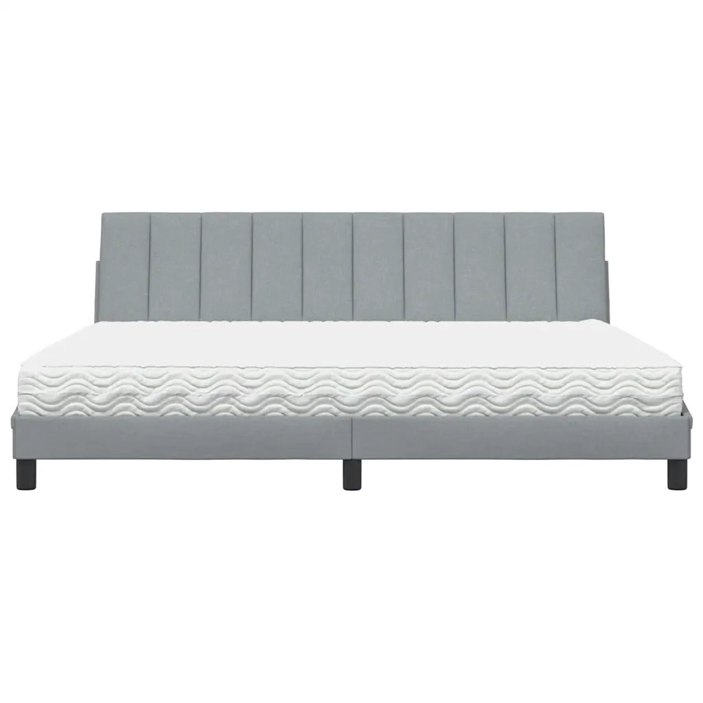 Letto con Materasso Hanko Grigio Chiaro 200x200 cm in Tessuto
