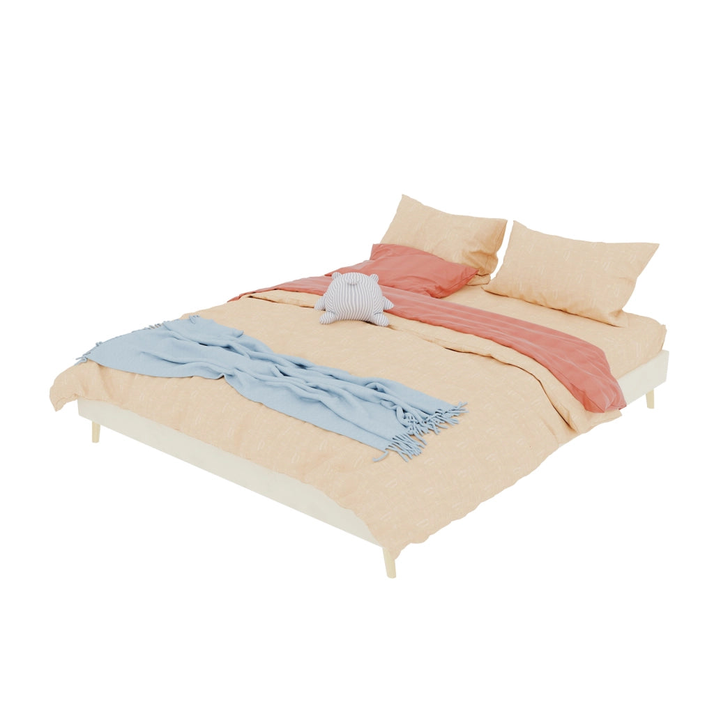 Letto matrimoniale 160x200 cm in tessuto e metallo beige, stile moderno