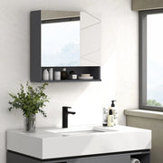 Mobile bagno con specchio ULEVR 55x17x55 cm, pensile con ripiani regolabili e vano aperto, grigio