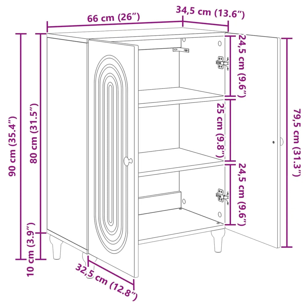 Credenza | Madia | Buffet da pranzo | Armadio da pranzo Rovere Artigianale 66 x 34,5 x 90 cm