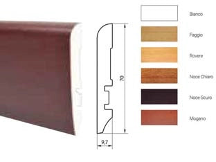 BATTISCOPA LISCIO IN LEGNO DI ABETE GIUNTATO- - mm.10x70x2250, mogano - 10 pezzi PIRCHER