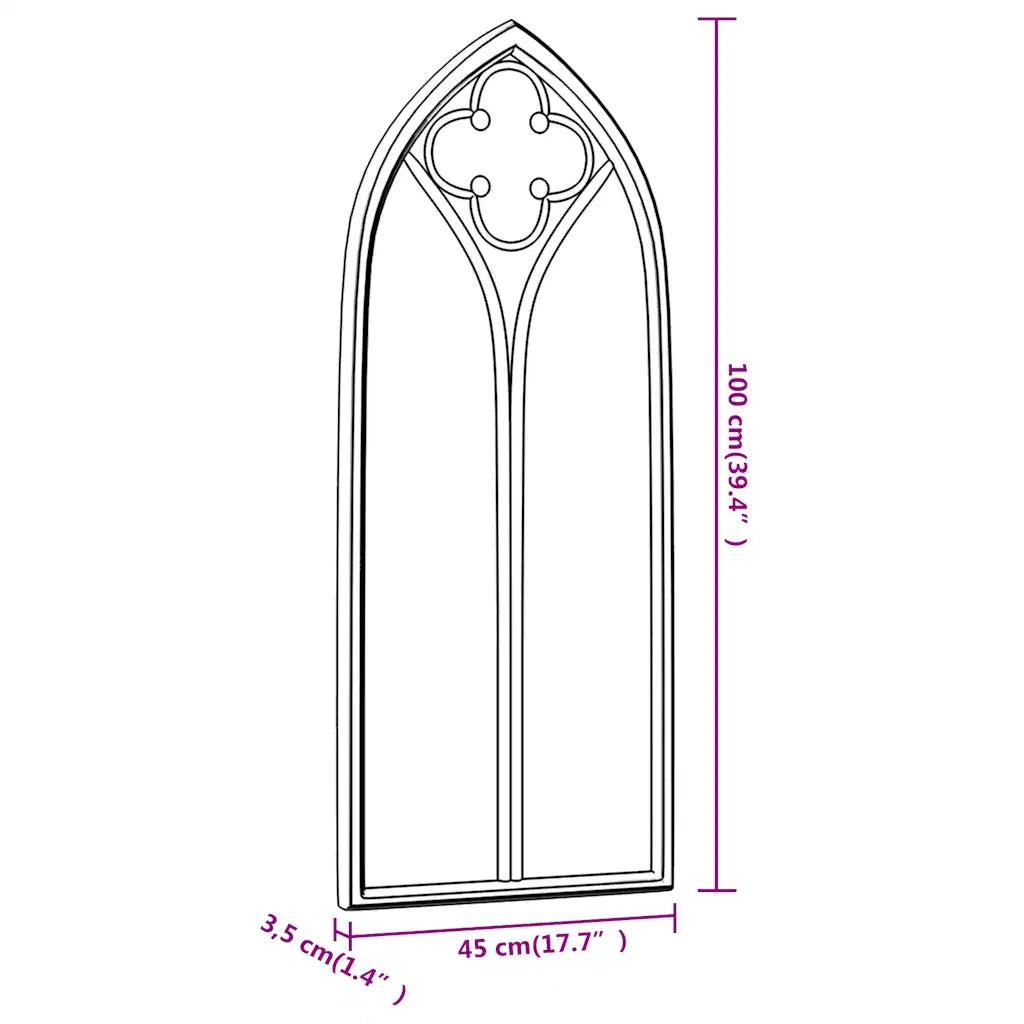 Specchio da Giardino-Specchio Decorativo-Specchio Esterno Nero 100x45 cm in Ferro per Uso Esterno 456061