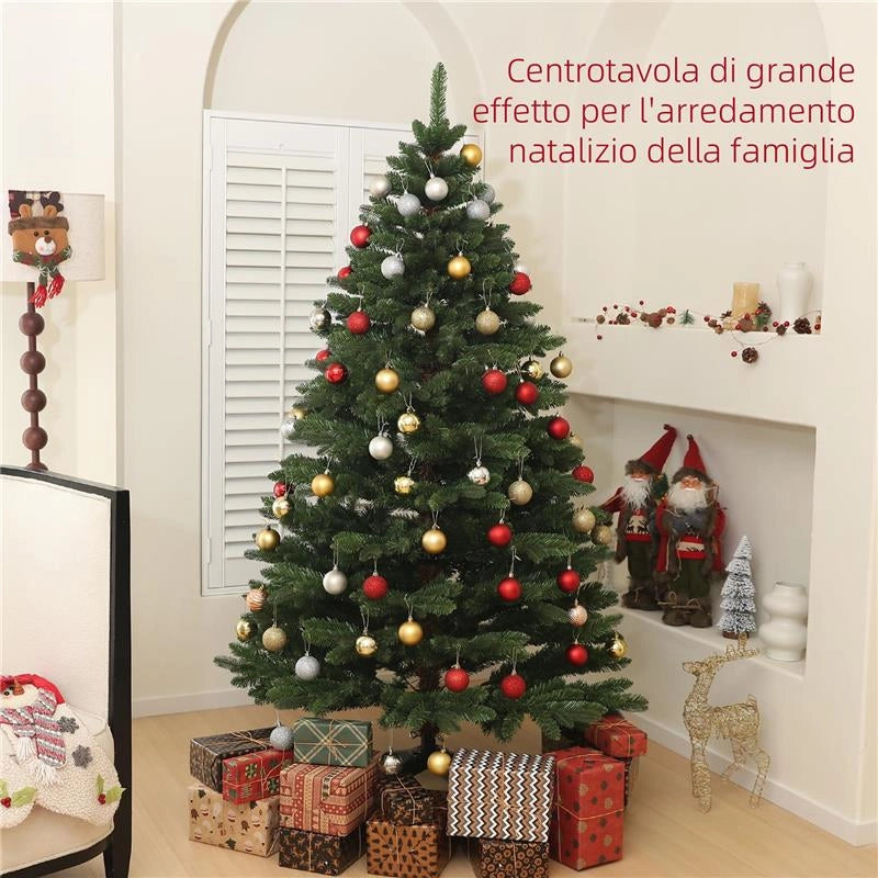ALBERO DI NATALE IN PLASTICA CON 1050 RAMI E BASE PIEGHEVOLE IN ACCIAIO Ø 120X180 CM VERDE