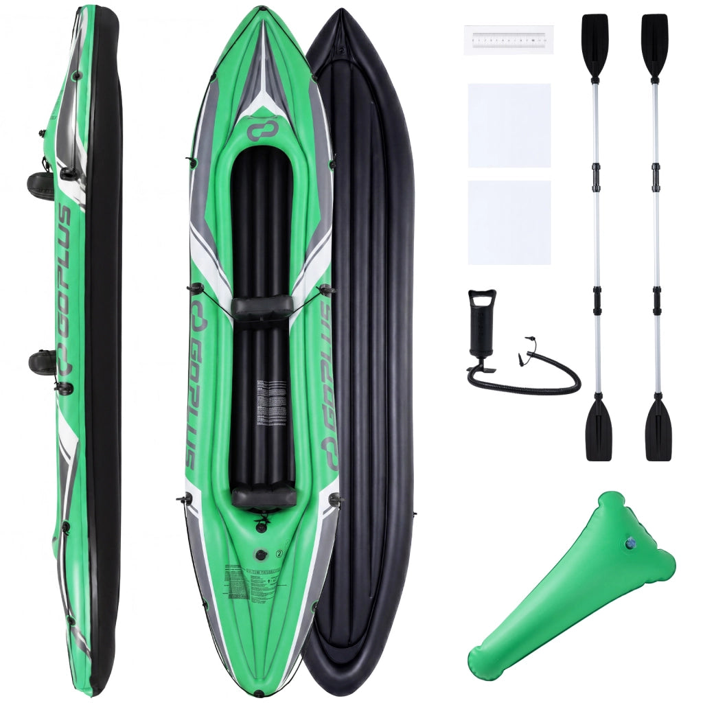 Kayak gonfiabile 2 posti in pvc canoa gonfiabile con 2 sedili 2 pagaie, Kayak righello pompa manuale e kit di riparazione da pesca per lago e mare