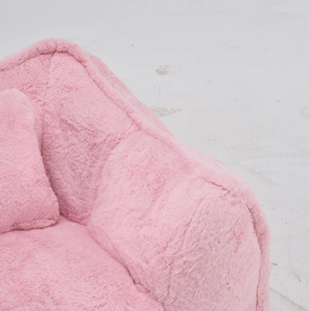 Poltrona sacco in pelliccia sintetica rosa con cuscino HAVRYA