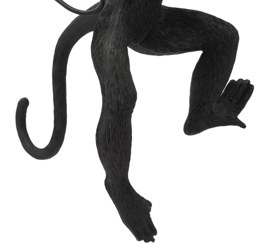Lampada da Muro Monkey Nera 32x32x64 cm in Resina Nero e Oro