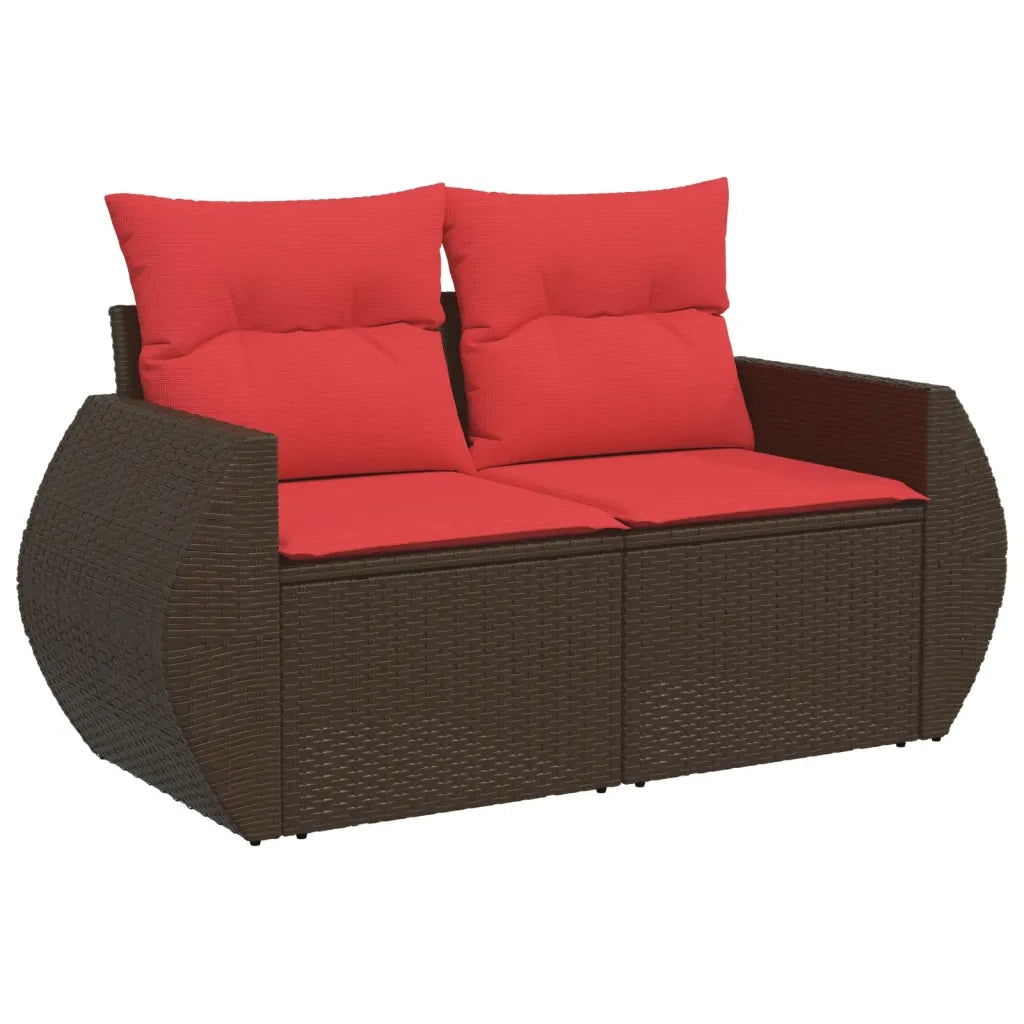 Divano da giardino con cuscini a 2 posti marrone in polyrattan 366245