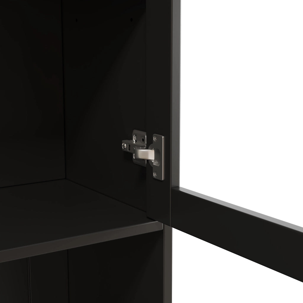 Cristalliera con portabicchieri prese e USB ripiani regolabili in truciolato nero 120 × 40 × 191 cm