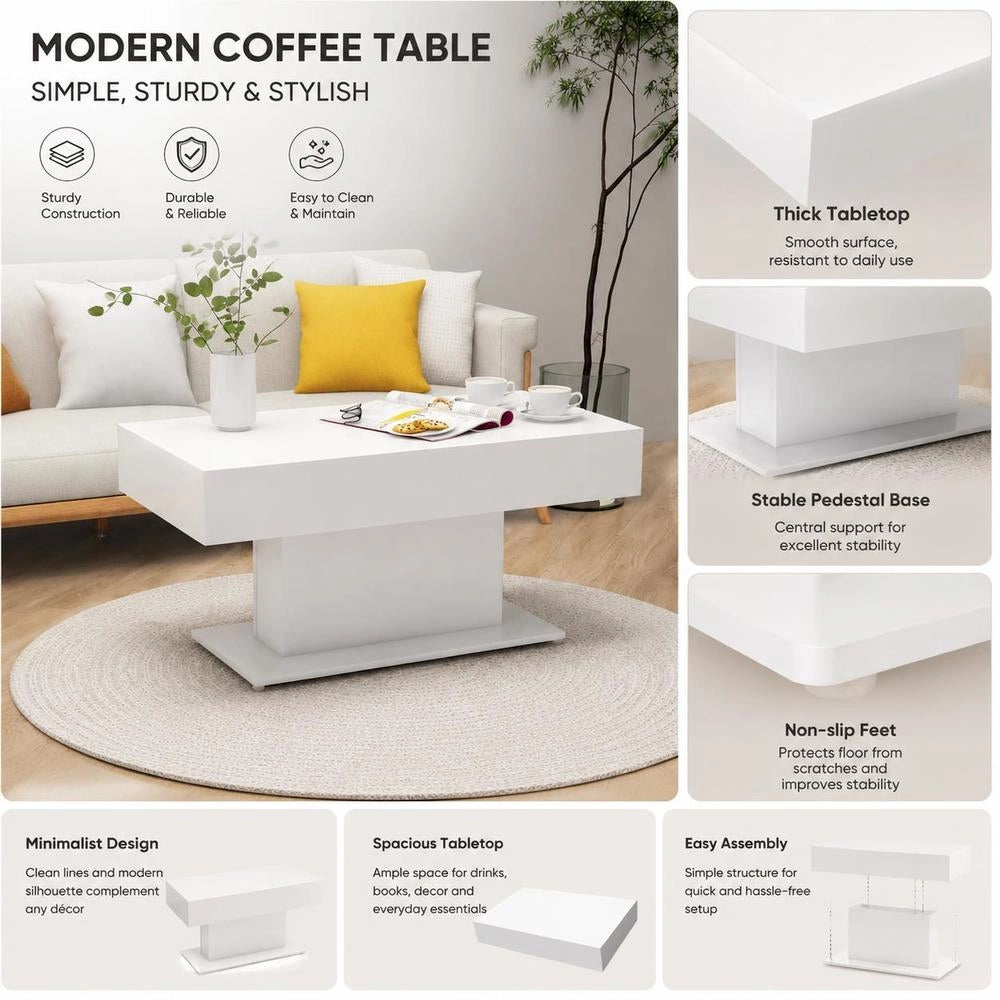 Coffee Table White 96x50x45 Cm Wood Material