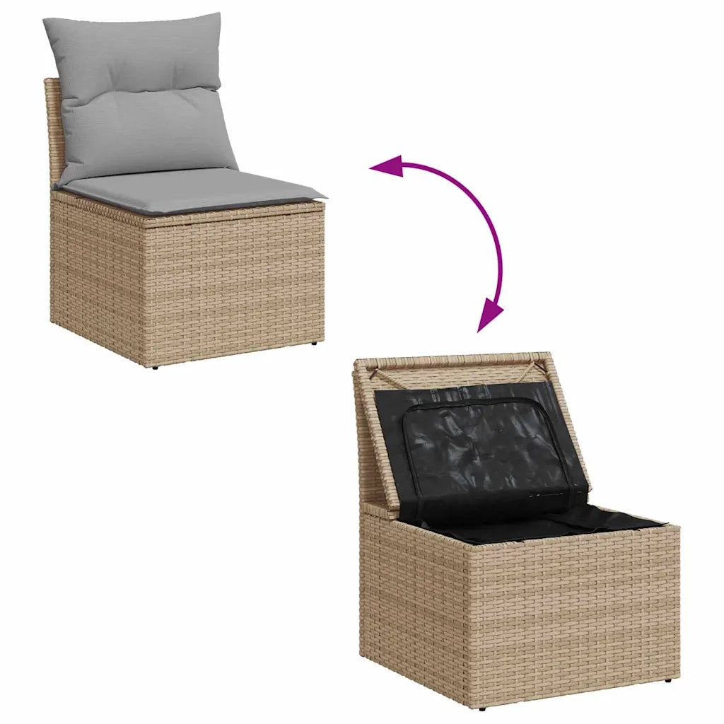 Set Divano da Giardino 8 pcs Beige e Grigio Chiaro Poly Rattan 3355779