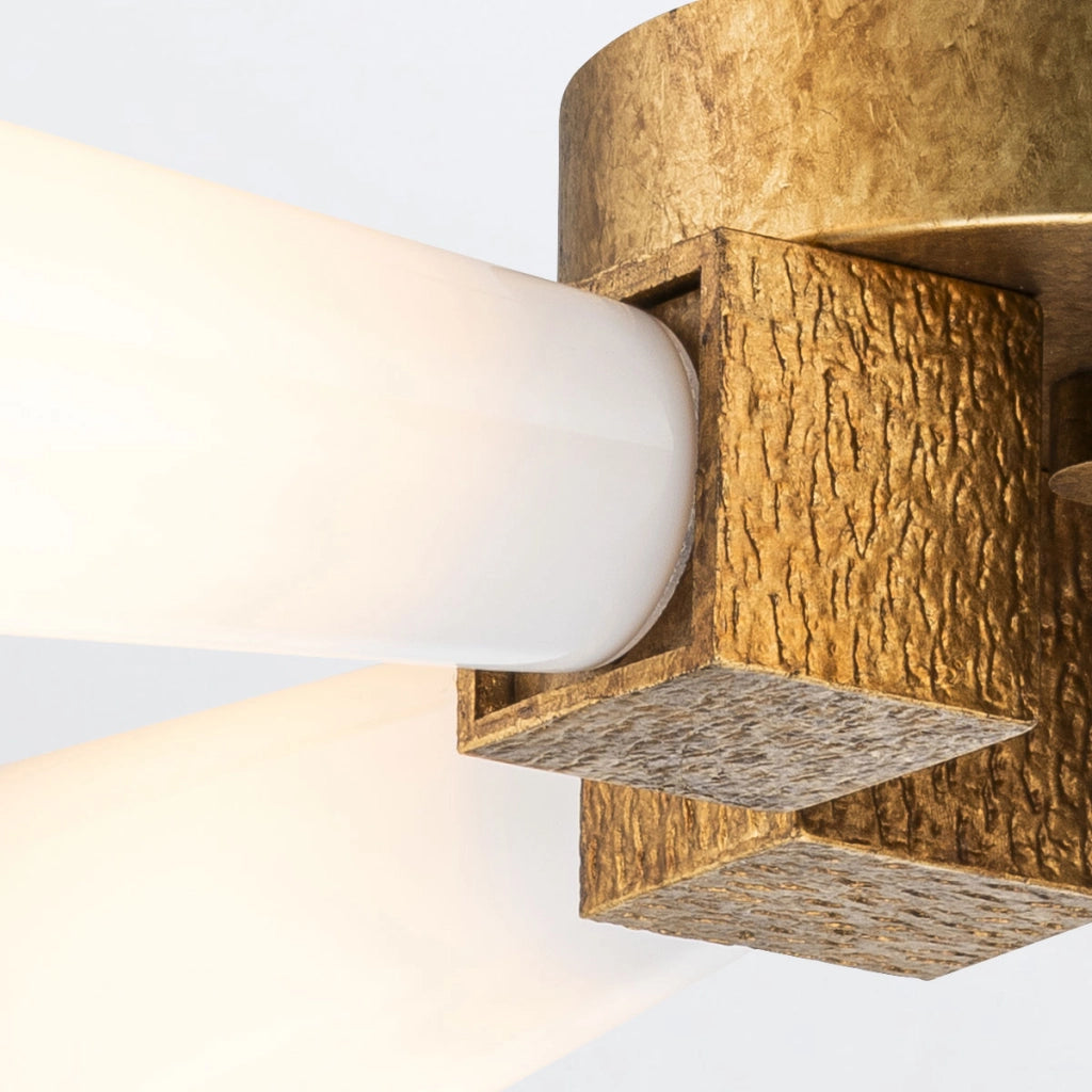 Plafoniera Art Déco Kristy oro opalina 4 luci E27 Elstead