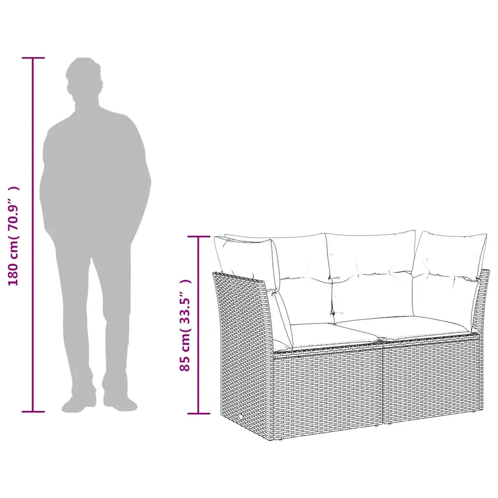 Divano da Giardino con Cuscini a 2 Posti Nero in Polyrattan 365998
