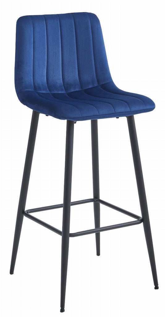 Sgabello Valora POZZA in velluto blu navy con gambe nere x4