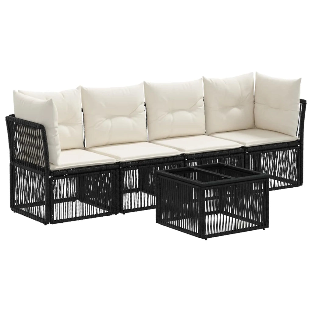 Set Divano da Giardino 5 pz Nero polyrattan 3434131