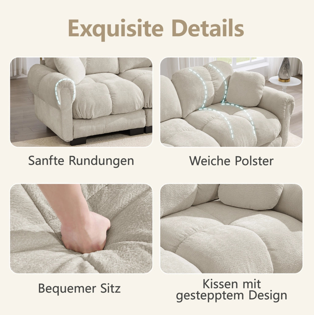Divano modulare in chenille Light Khaki 190x86x90 cm
