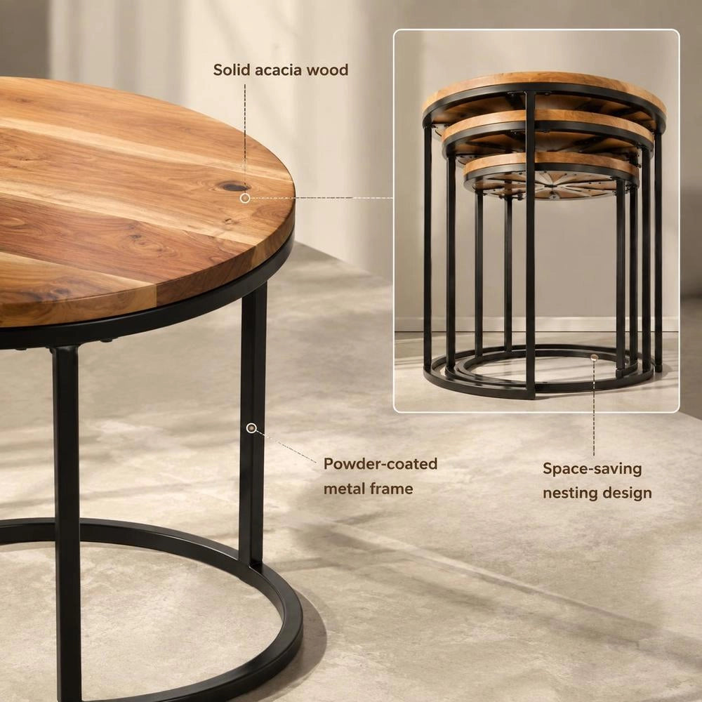 Nest Of Tables 3 Pcs. Solid Acacia Wood