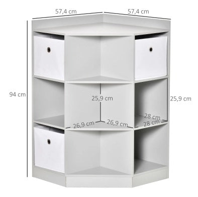 Scaffale angolare per bambini grigio in MDF con 3 cassetti