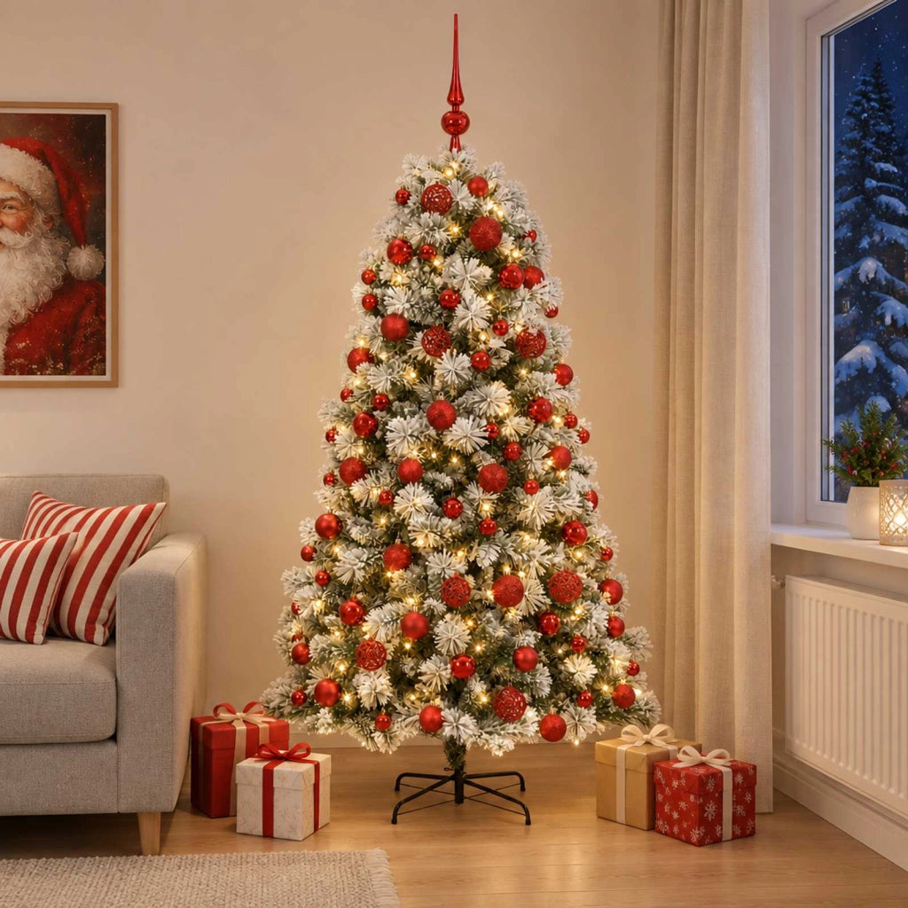 Albero di Natale artificiale con rami snodati e palline 240 cm 3466904