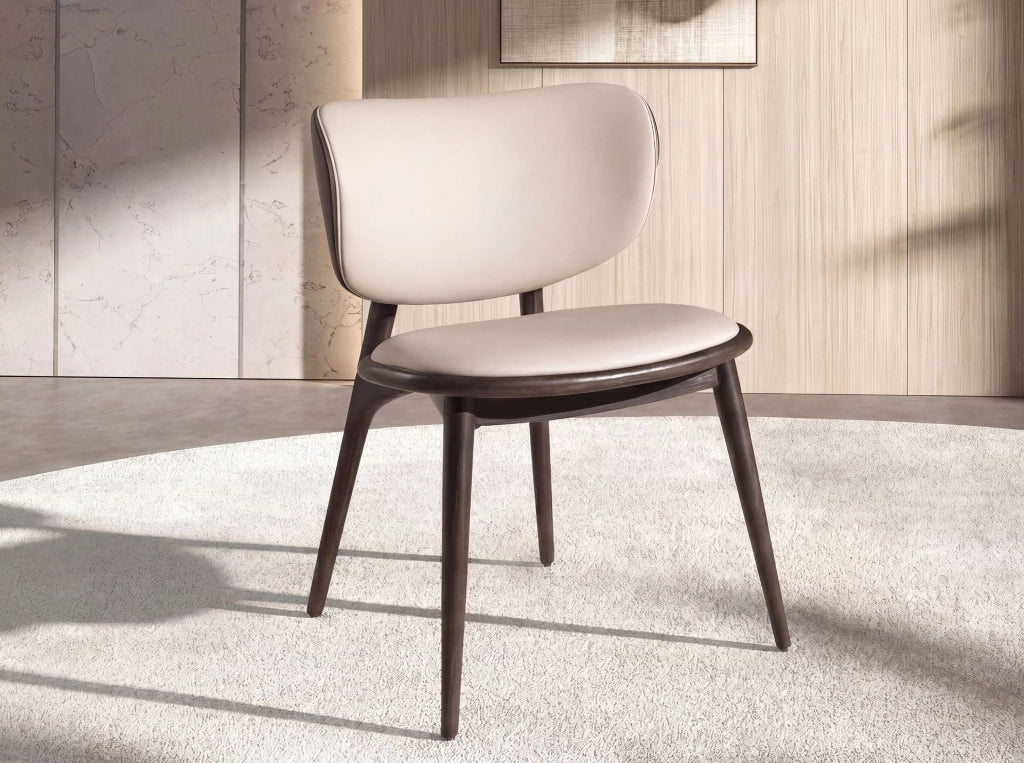 Sedia in similpelle crema e grigio scuro