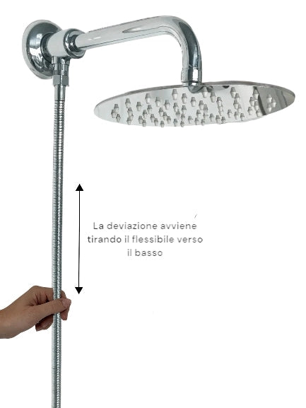 Kit set con braccio doccia da 30 cm e deviatore a pressione