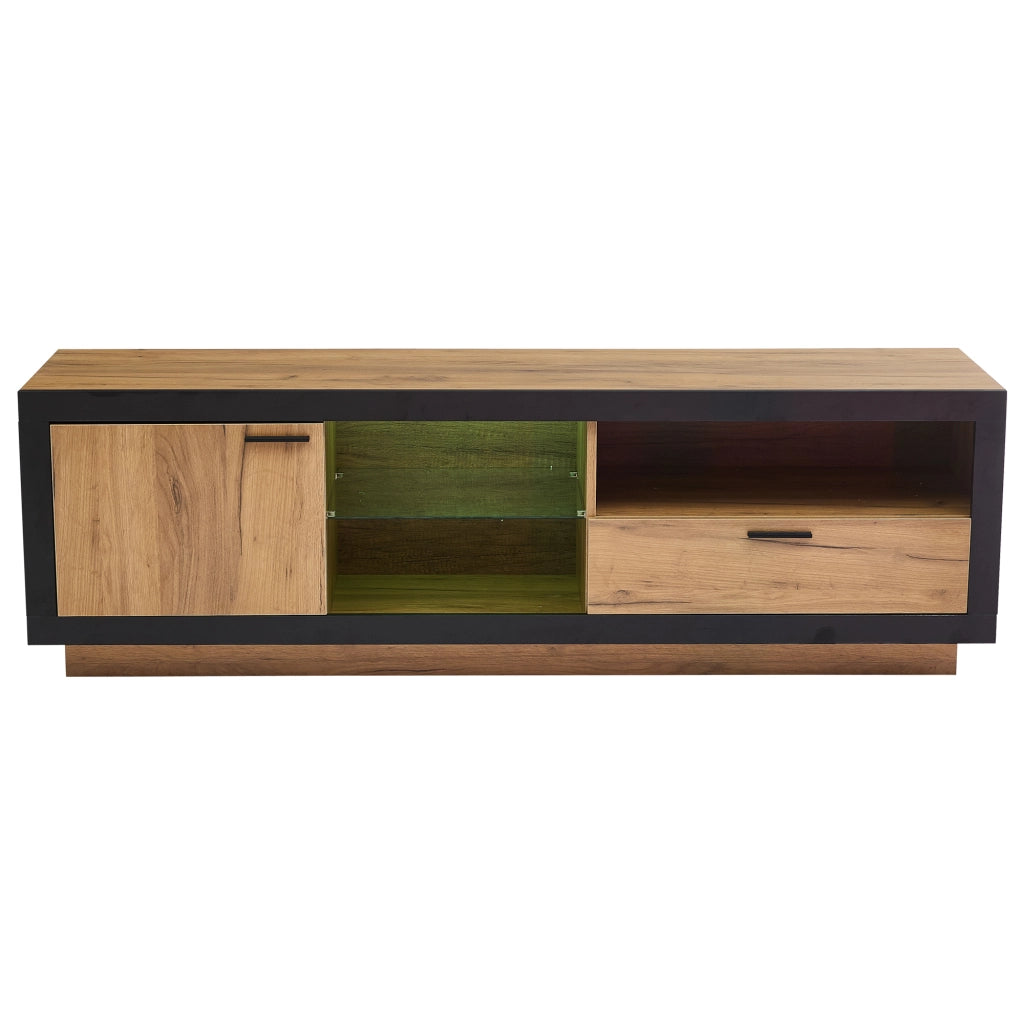 Mobile porta TV nero e rovere 160 cm con illuminazione LED RGB