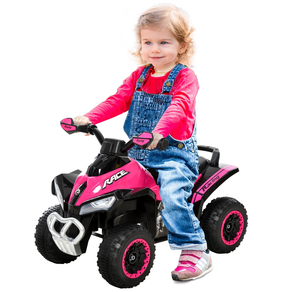 Mini Quad per Bambini 18-36 Mesi a Spinta Manuale con Musiche Integrate e Ampio Manubrio, Moto per Bambini in PP e Metallo, 67.5x38x44 cm, Rosa