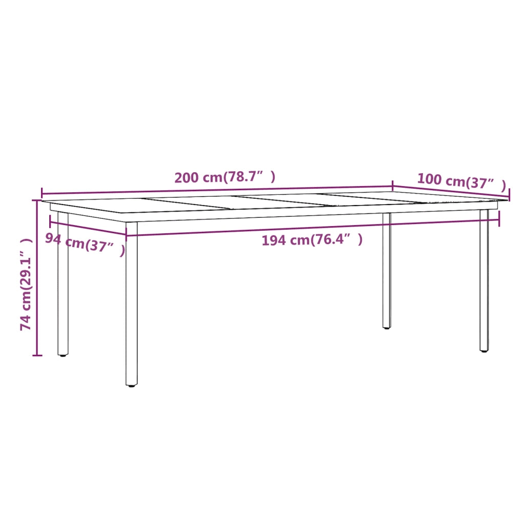Set da Pranzo da Giardino e Cuscini 9 pz in Polyrattan e Vetro 3099678