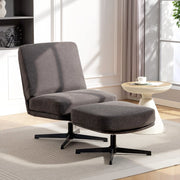 Poltrona relax con poggiapiedi girevole 360° in metallo grigio scuro