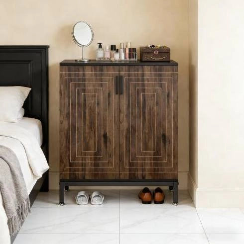 Mobile scarpiera 2 ante in MDF e metallo 80x38x95 cm