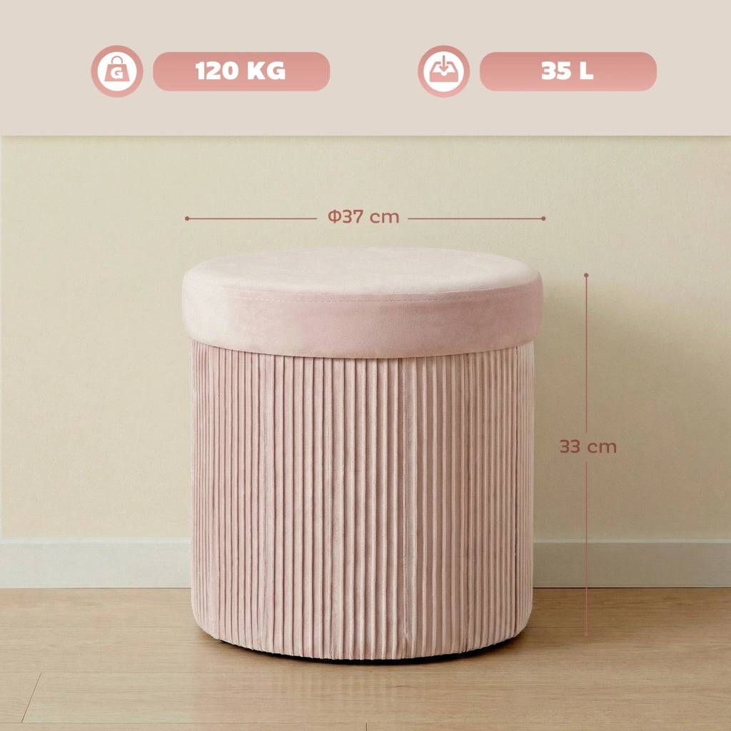 Pouf con contenitore ¨C zephmum ¨C rosa, velluto, 38x38x38 cm