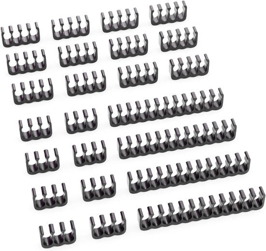 Set di supporti per cavi - Gestione cavi per PC - 24 pezzi - Nero