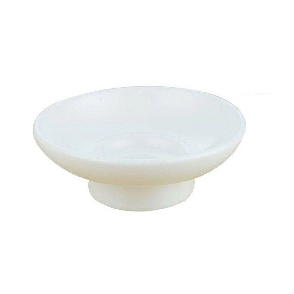 Trade Shop - Piattino Di Ricambio Porta Sapone In Ceramica Bianco Tondo Bagno Accessori 59345 -