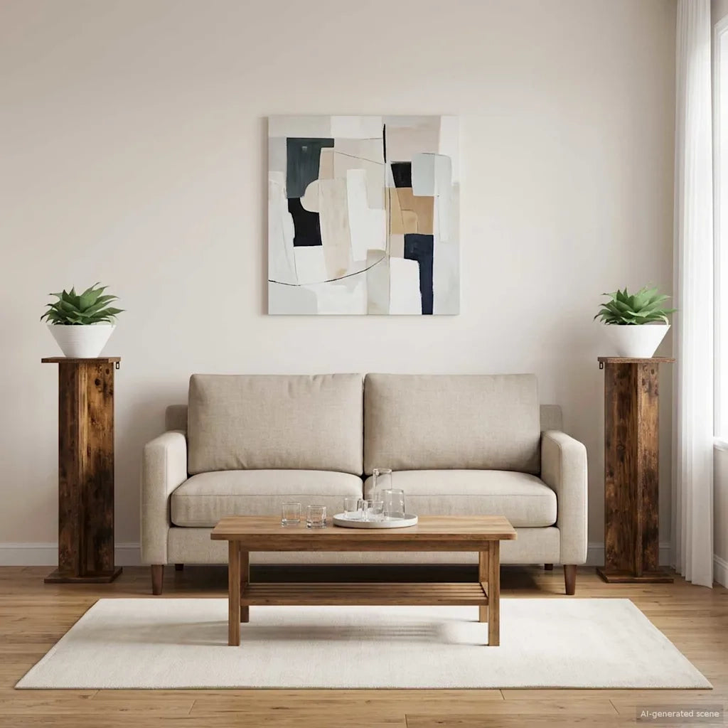 Supporto per piante 2 pz Rovere Fumo 25 x 25,5 x 80,5 cm 899651