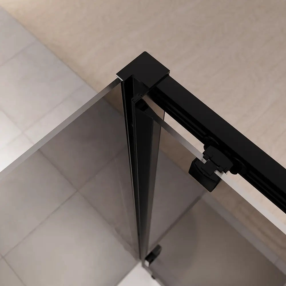 Box doccia 70x140 cm scorrevole vetro 6mm fumé profili nero opaco | Lipari