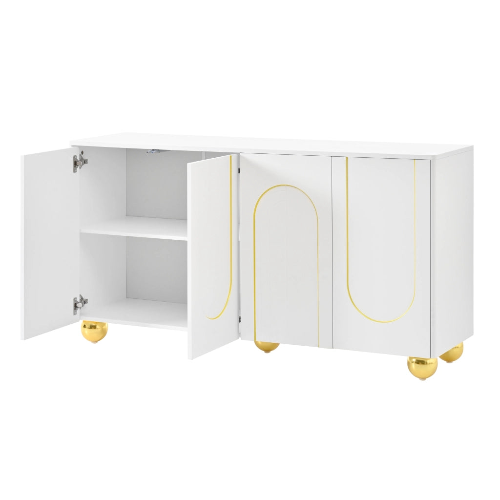 MADIA 4 ante 140x40x74 cm bianca con decoro ad arco oro