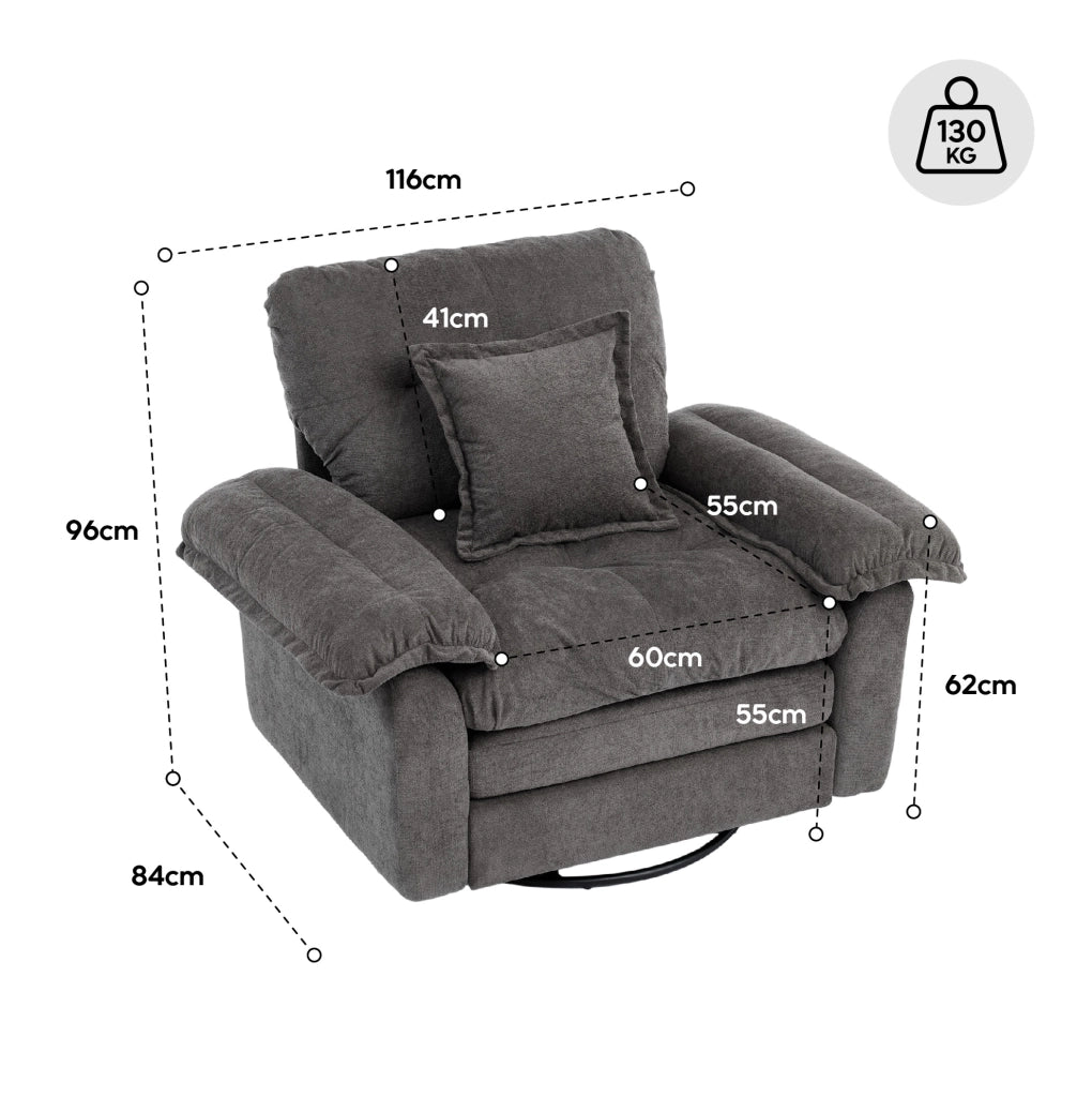 Set divani 2 pezzi in ciniglia con divano singolo e loveseat, seduta profonda con memory foam e cuscini decorativi