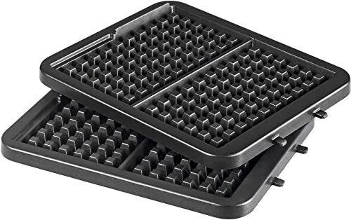 Tefal WM756D Piastra per Waffle 2 waffle rettangolari 1200W piastre rimovibili antiaderenti lavabili in lavastoviglie termostato regolabile colore Nero Acciaio Inossidabile