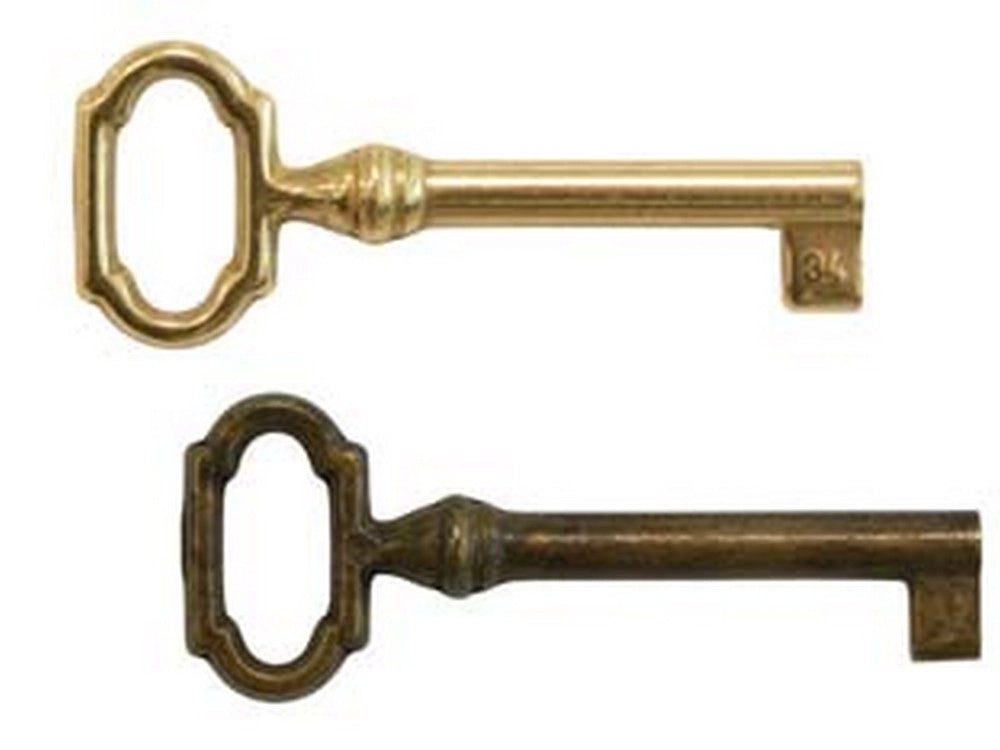 5pz chiavi per mobili mod.33727 in ottone  - mm.27x61 lunghezza gambo mm.34 ott cod:ferx.fer347211