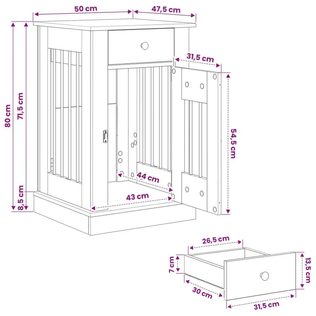 Mobile da cassa per cani Rovere Sonoma 50 x 47,5 x 80 cm 8014780