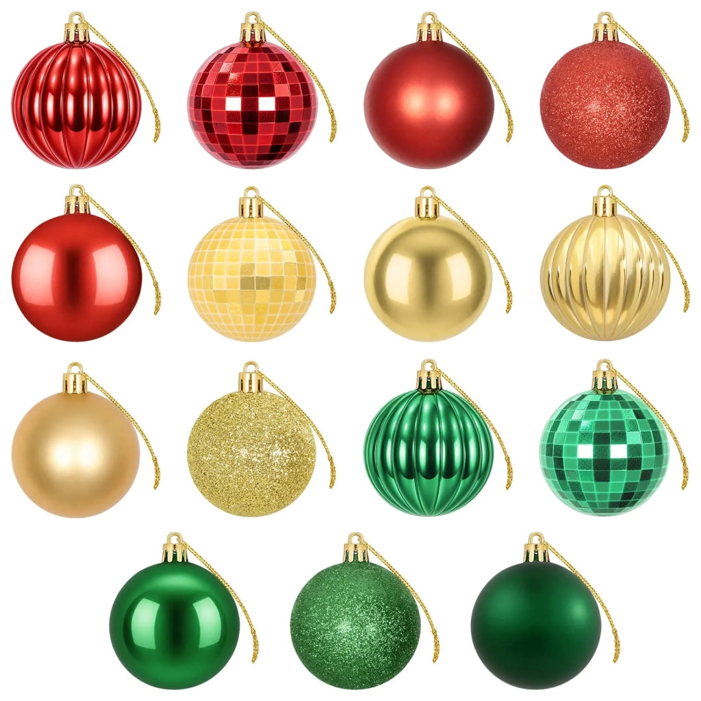 Set di Palline di Natale 75 pz Rosso, oro e verde 6 cm 42050656