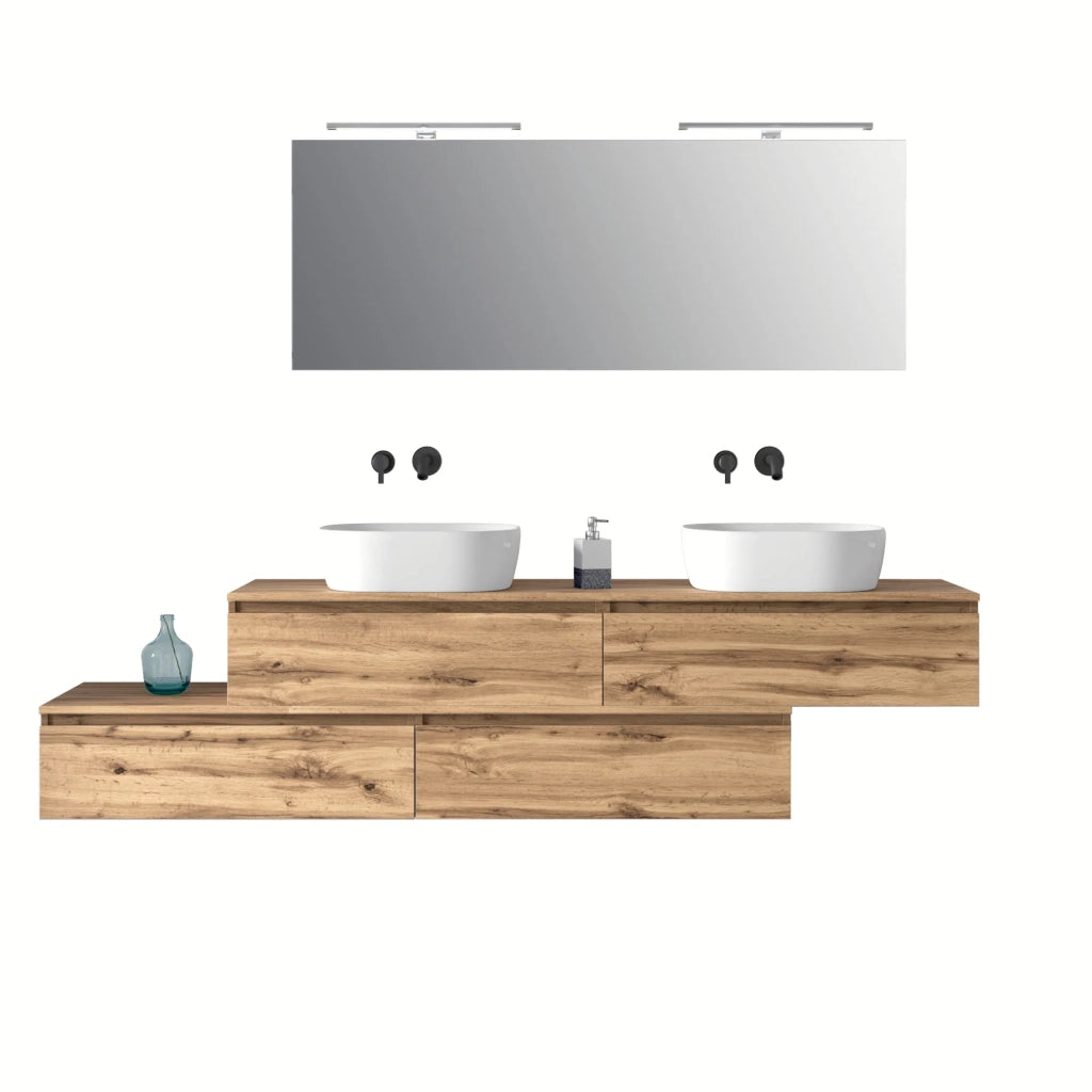 Composizione doppio lavabo 9 pezzi ASTRA quercia