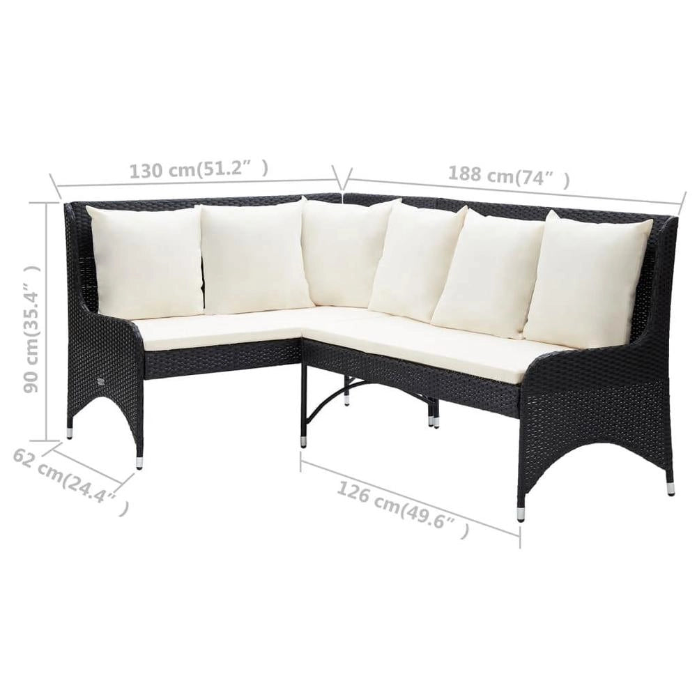 Garden Corner Sofa, 2-piece, Poly Rattan, Black