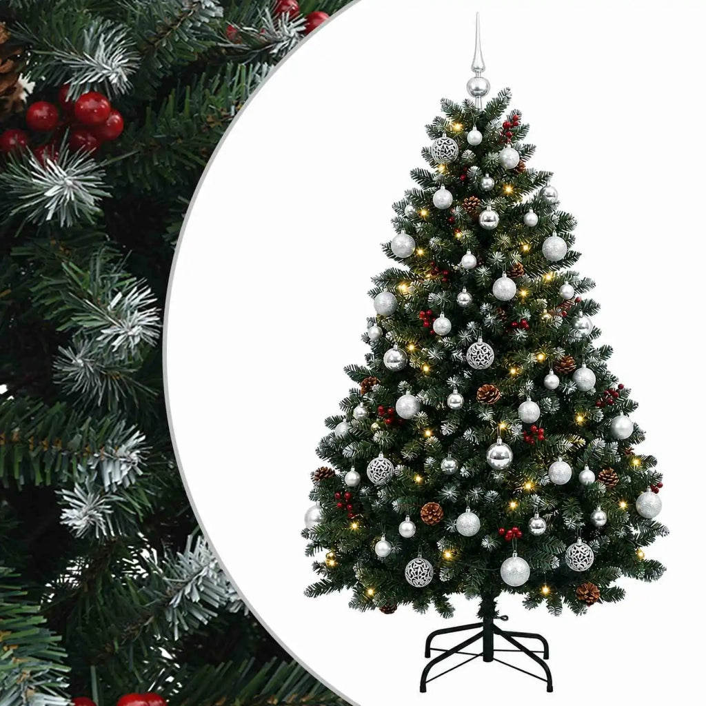 Albero di Natale artificiale verde con palline 150 cm 150 LED 3466010